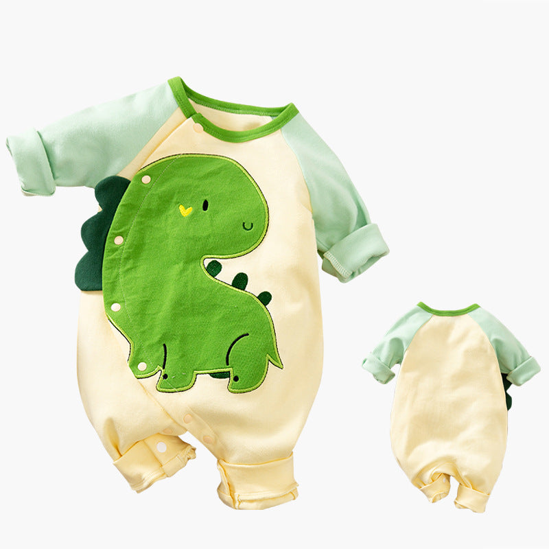 Cotton Long-sleeved Breasted Romper suite