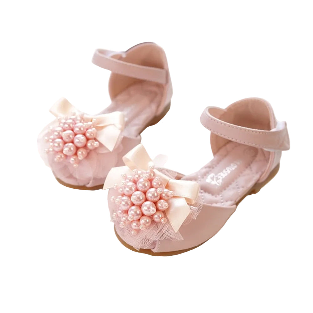 Girls' Princess Stylish Peep Toe Pearl Flower Soft Bottom Sandals