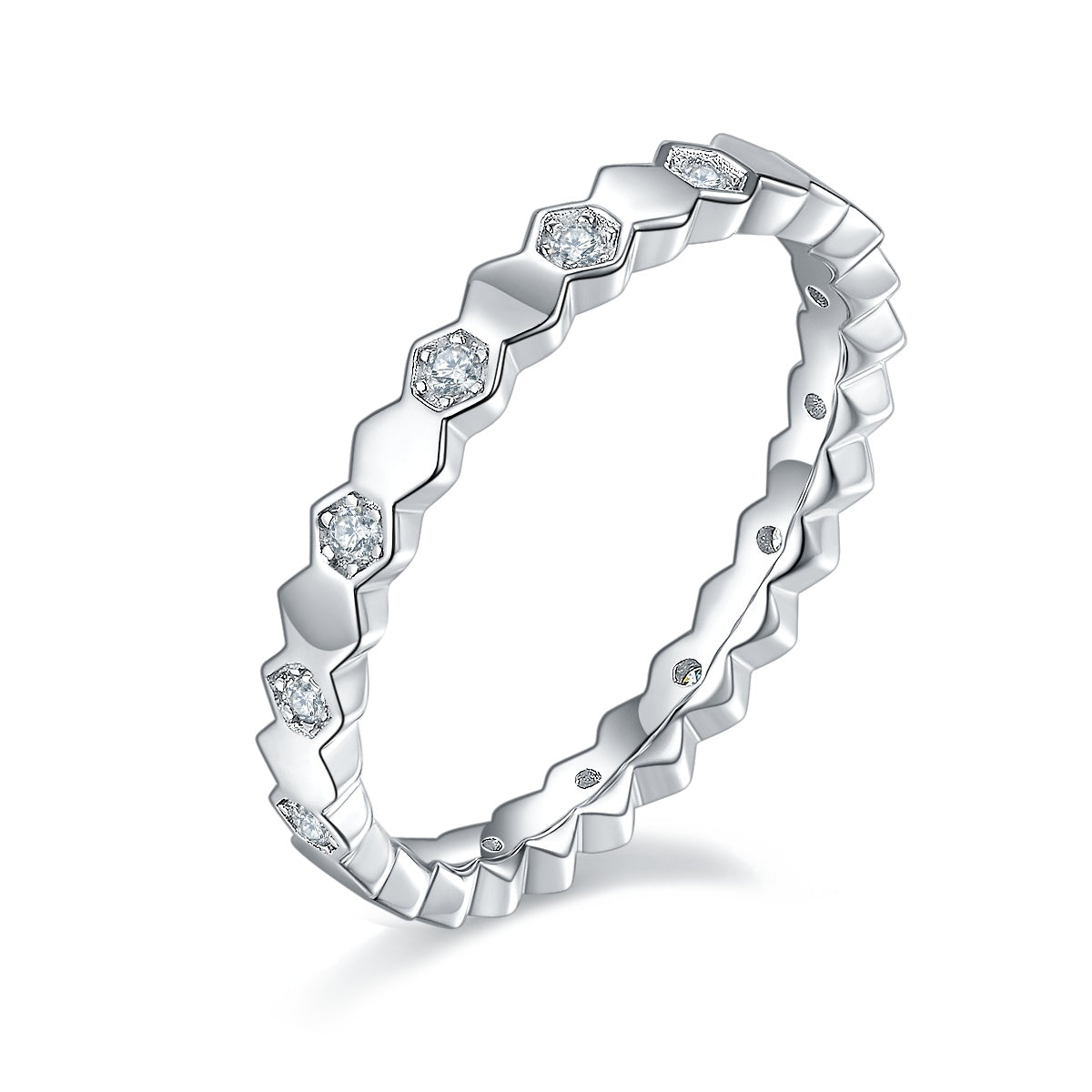 Bee Dance Of Light And Shadow - A Wedding Ring Set With Top-quality Moissanite S925 Silver And Platinum-plated Diamond. The Ring Can Be Inspected With A Diamond Pen