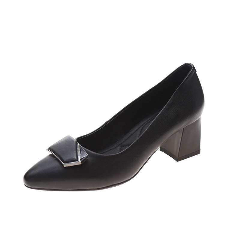 Thick Heel Shallow Shoes