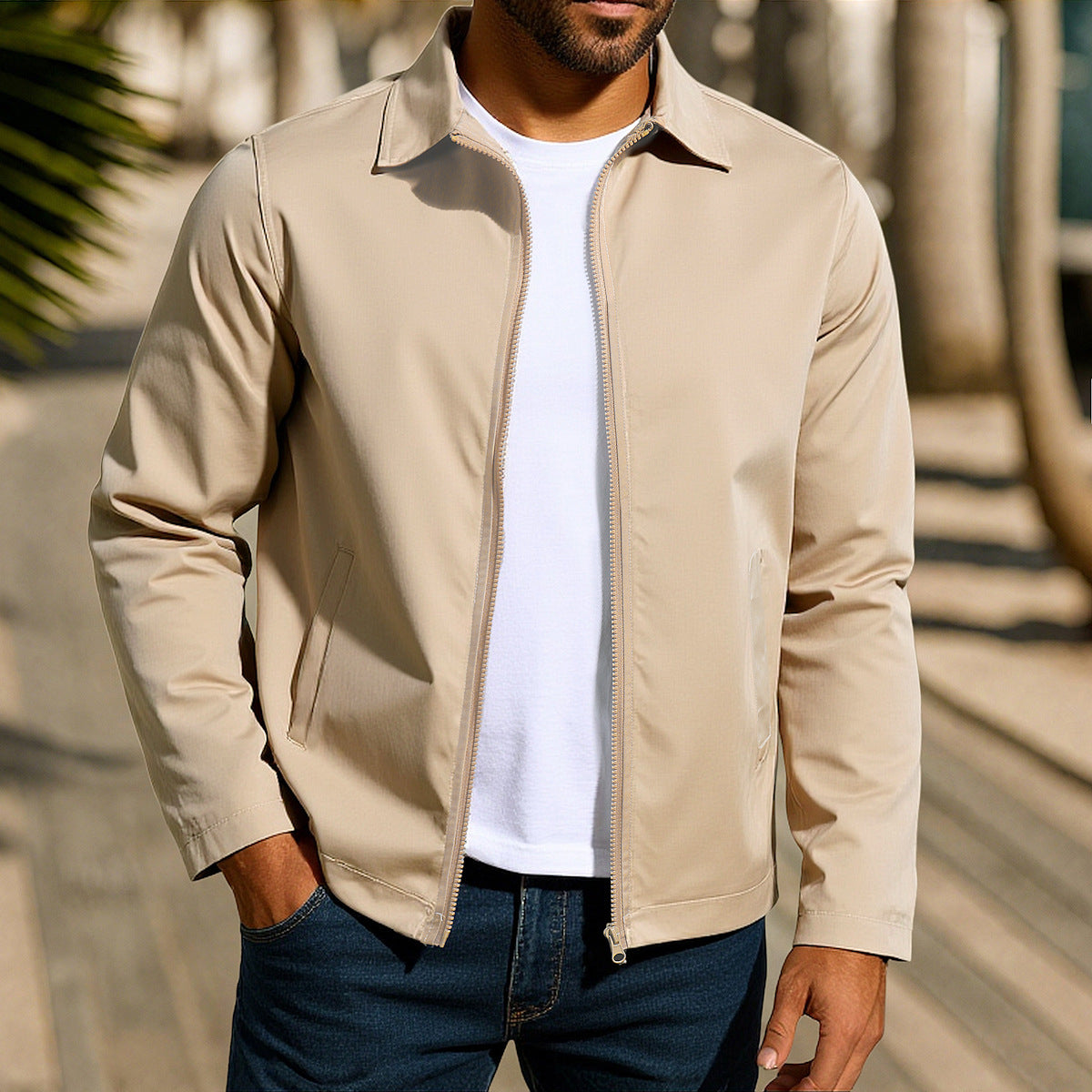 Coat Zipper Raglan Sleeve Cardigan Jacket