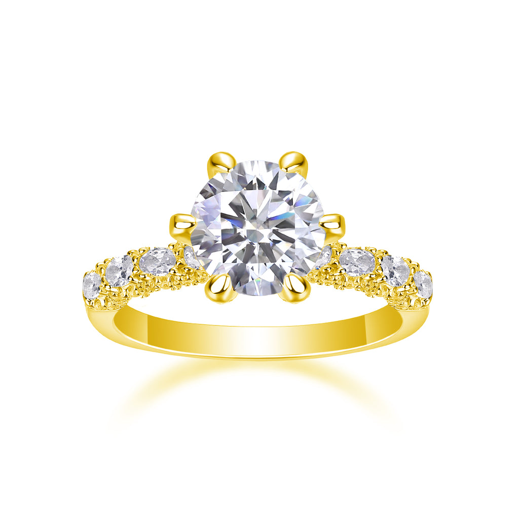 Lady Luck - A Wedding Ring Set With 1-carat, 2-carat And 3-carat Top-quality Moissanite S925 Silver And Platinum-plated Diamond. The Ring Can Be Inspected With A Diamond Pen