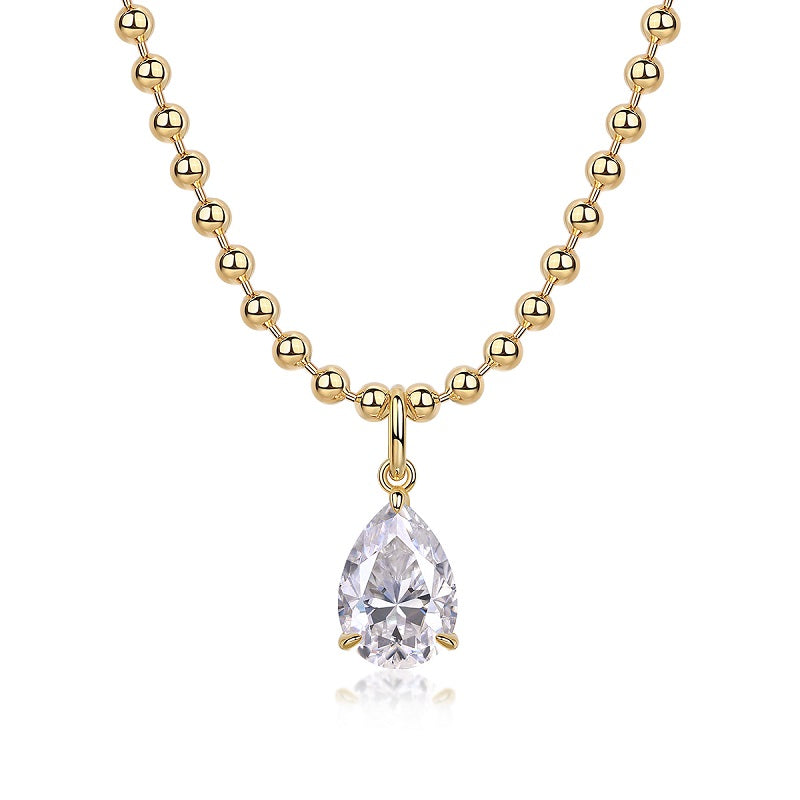 Wish Light Pear-Shaped Moissanite Necklace – S925 Silver Gold Plated