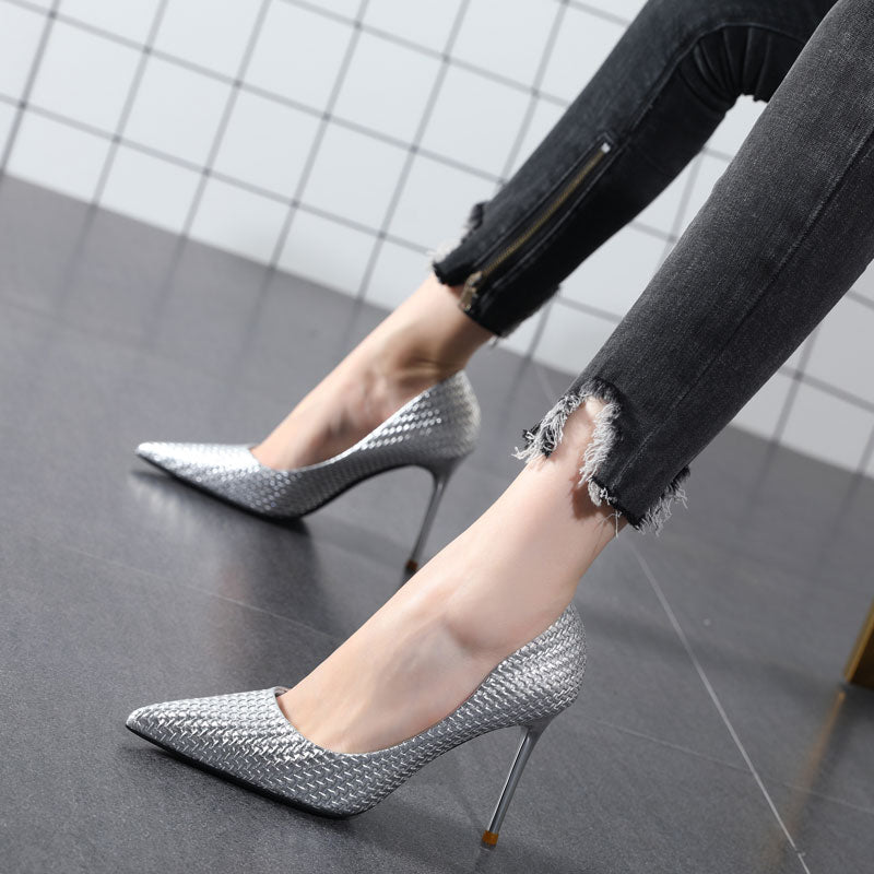 Women’s Stiletto Leather Fashion Shoes | Diamond Sadaf