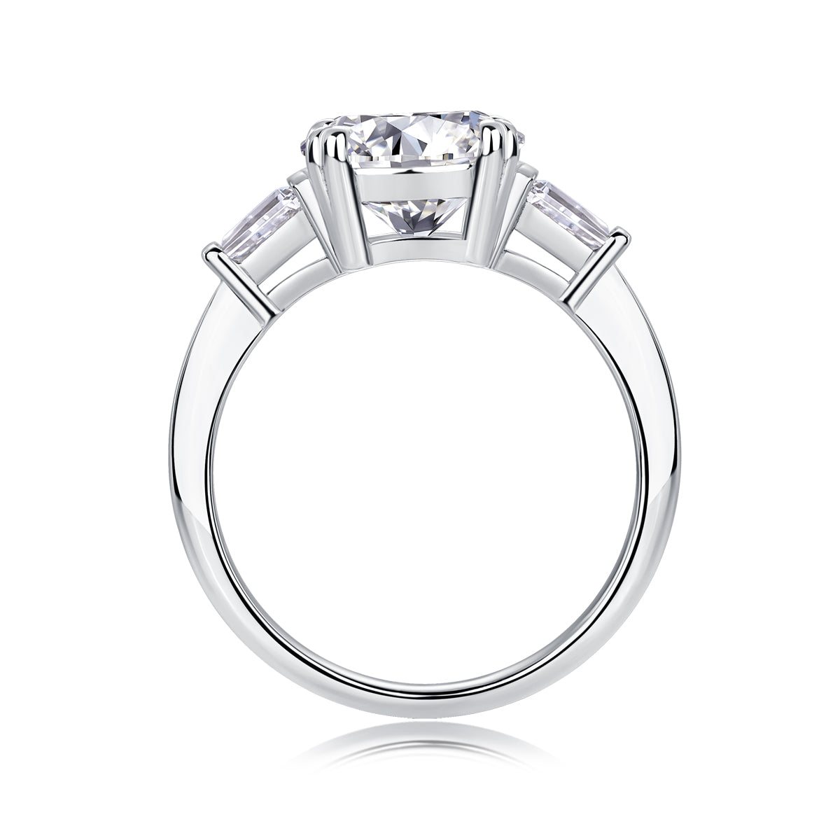 The Glorious Path - A Wedding Ring Set With Top-quality Octagonal Moissanite S925 In Silver And Platinum-plated. The Ring Can Be Inspected With A Diamond Pen