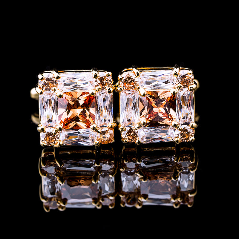 Tall Inlaid Champagne Gold Zircon Crystal Plated Cuff Nails