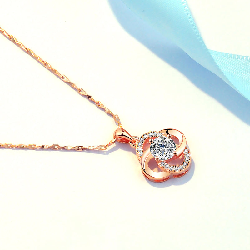18 K rose gold 925 Sterling Silver  Necklace Valentine''s Day Gift