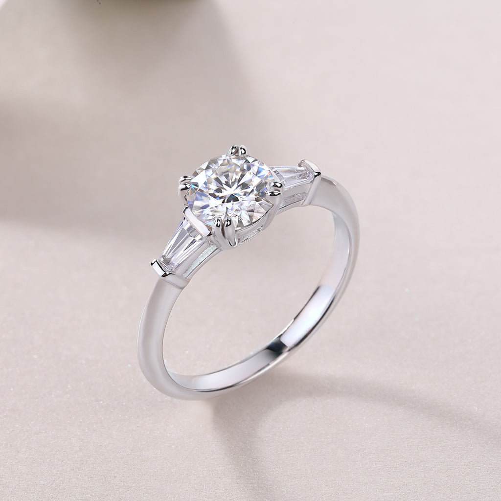 GODDNESS- Set With Top-quality Moissanite S925, Silver And Platinum-plated Diamond Wedding Ring. The Ring Can Be Tested With A Diamond Pen In Yellow Gold And Rose Gold