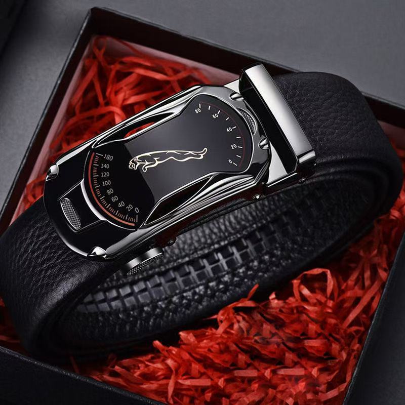 Mens Trendy Wide Leather Belt With Automatic Buckle
