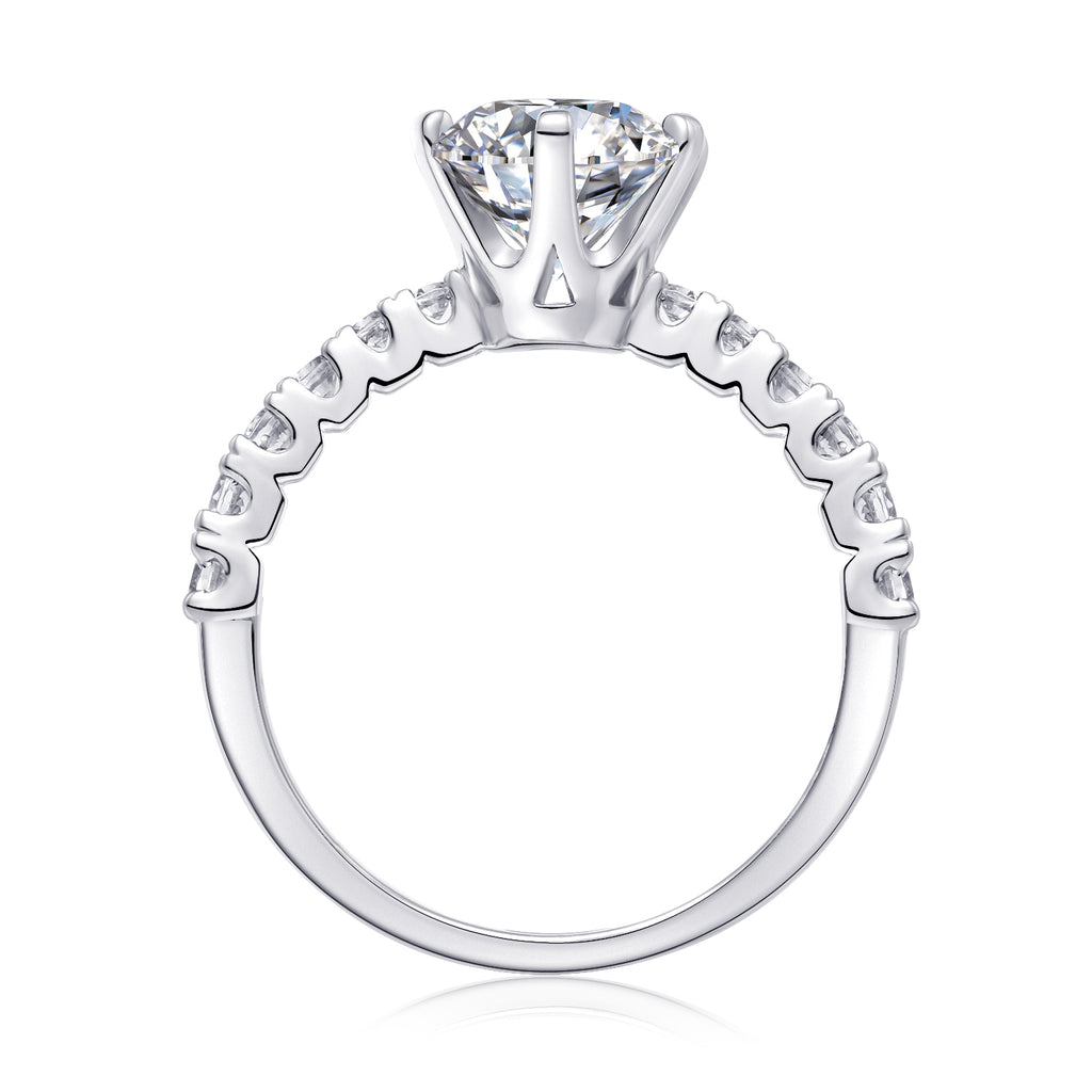 Goddess's Blessing - A Wedding Ring Set With 2-carat Top-quality Moissanite S925 Silver And Platinum-plated Diamond. The Ring Can Be Inspected With A Diamond Pen