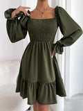 Flared Long Sleeve Dress