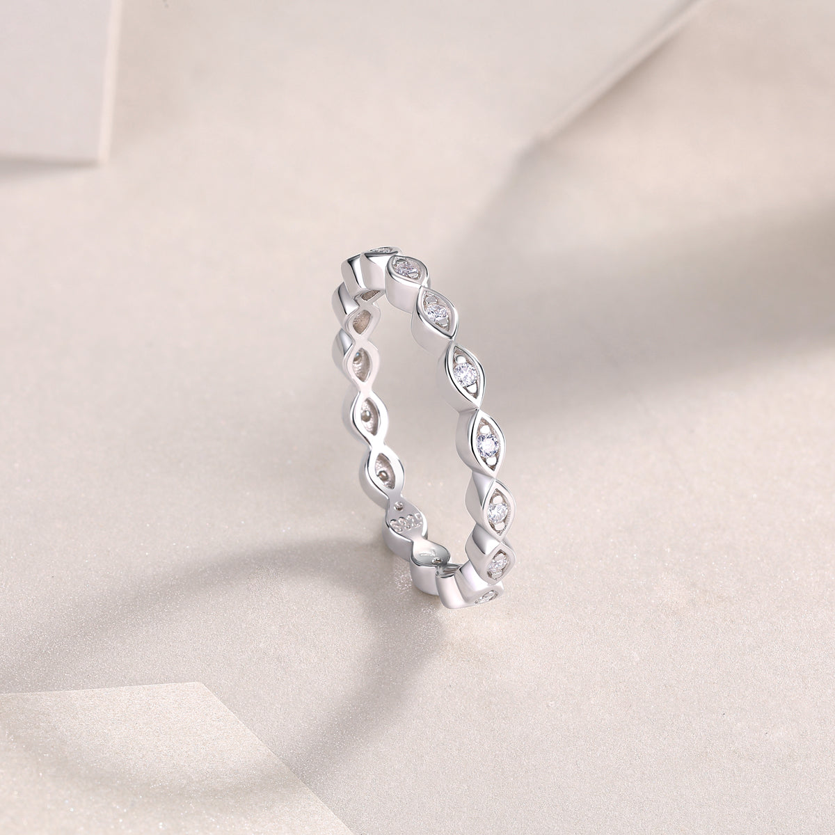 Eternal - Set With Top-quality Moissanite S925 Silver And Platinum-plated Diamond Wedding Ring. The Ring Can Be Inspected With A Diamond Pen