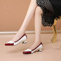 Women  Genuine Leather Chunky Heel Shoes