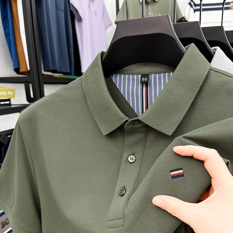 Summer Short-sleeved Embroidered Men's Polo Shirt Imitation Cotton Business Casual Lapels