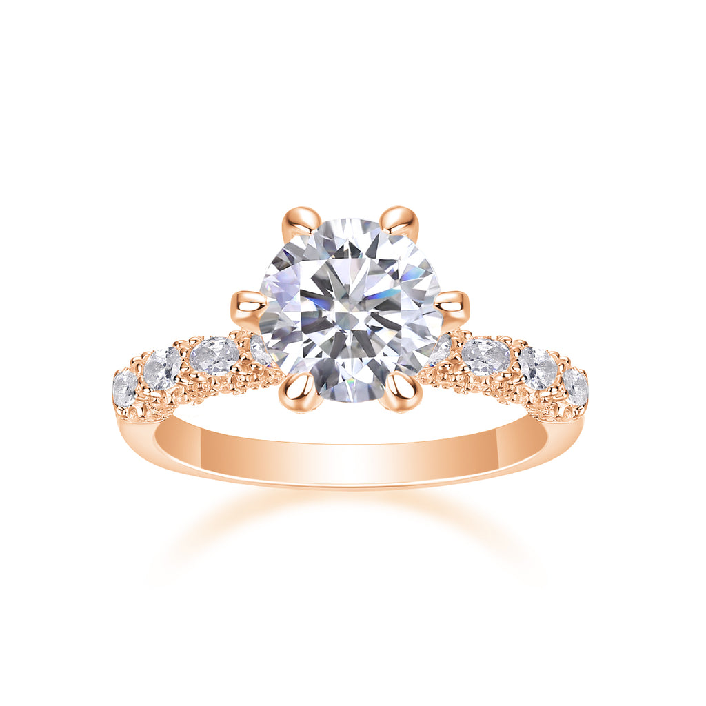 Lady Luck - A Wedding Ring Set With 1-carat, 2-carat And 3-carat Top-quality Moissanite S925 Silver And Platinum-plated Diamond. The Ring Can Be Inspected With A Diamond Pen