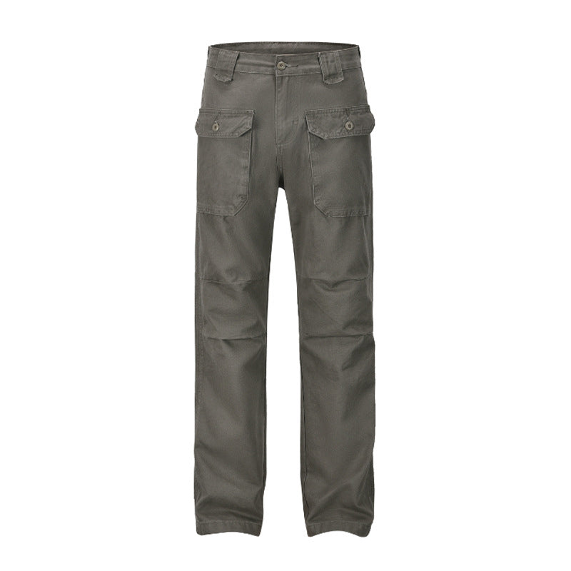 Men's Basic All-matching Trendy Gray-green Overalls Casual Loose Trousers