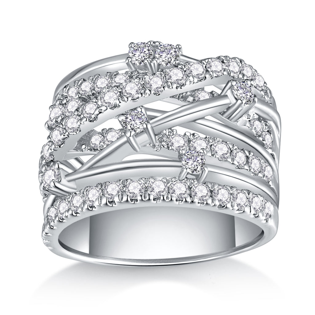 Starry Sky Boat - Set With Top-quality Moissanite S925 Silver And Platinum-plated Diamond Wedding Ring. The Ring Can Be Tested With A Diamond Pen In Gold And Rose Gold