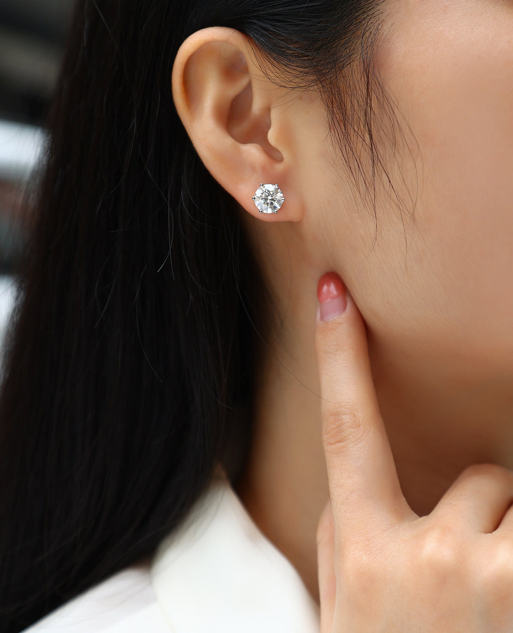 Quiet Moments - Earrings Set With Top-quality Moissanite S925 Silver And Platinum-plated Stud Earrings, A Fashionable And Trendy Accessory, Can Be Tested With A Diamond Pen