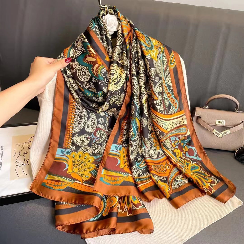 Silk Scarf Bright Butterfly  Long Shawl