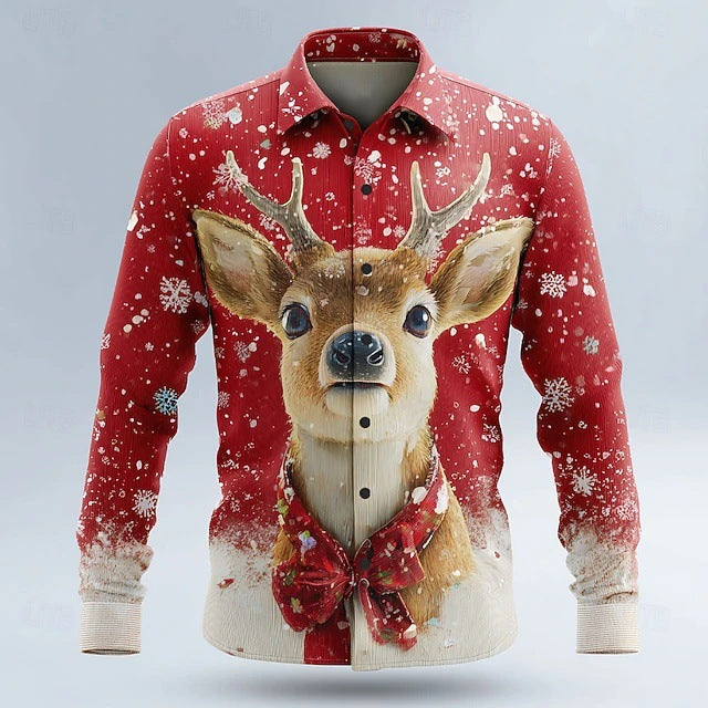 Mens Stylish Casual Long-sleeve Lapel Shirt