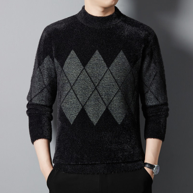 Men's  Round Neck Thickened Ferret Velvet Sweater