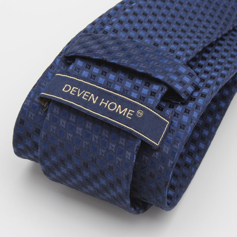Navy Blue Tie Men's Business Dress 7cm Casual Gradient Plaid