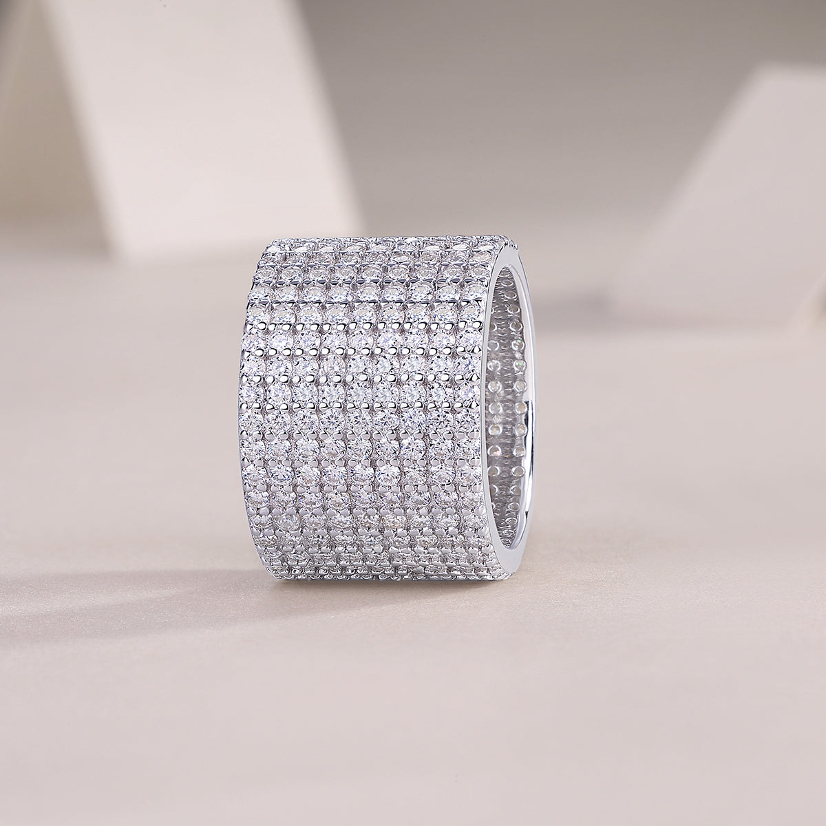 Bright Stars - A Wedding Ring Set With Top-quality Moissanite S925 Silver And Platinum-plated Diamond. The Ring Can Be Inspected With A Diamond Pen