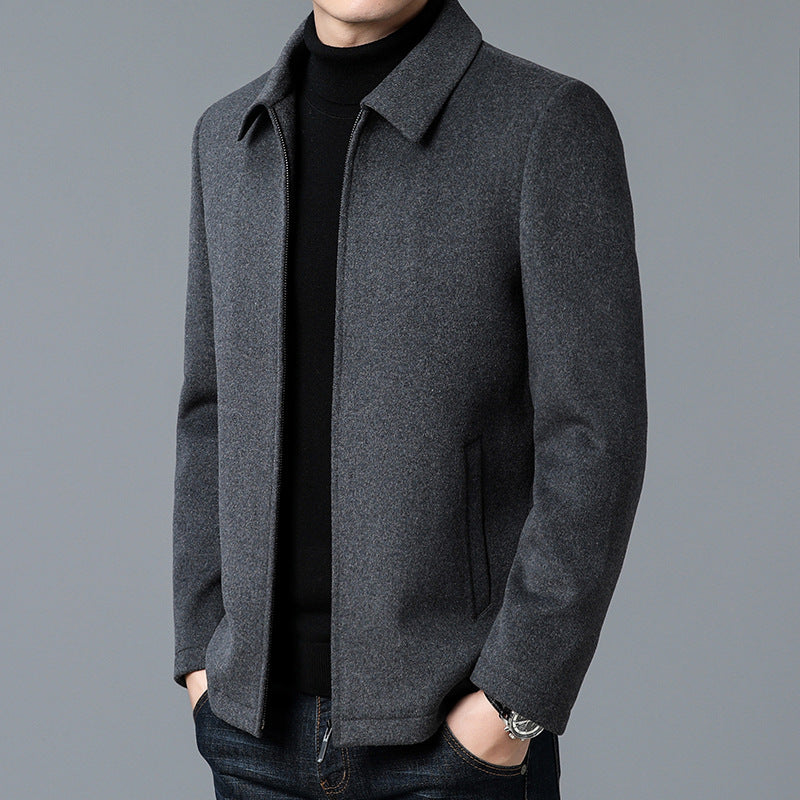 Casual Polo Collar Woolen Jacket