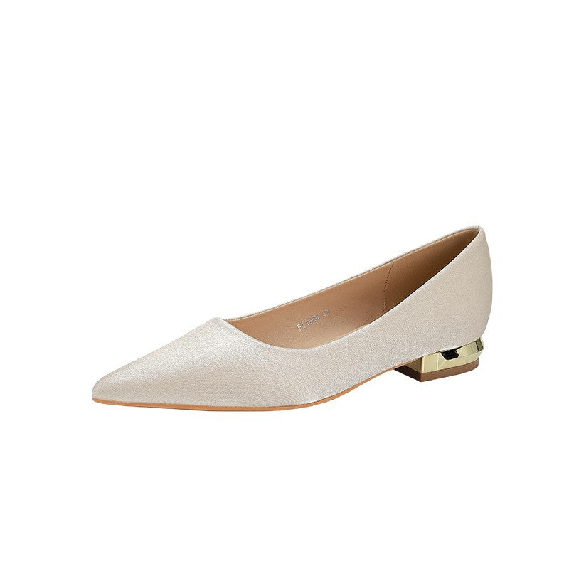 Stylish Pointed-toe Chunky-heel Flats