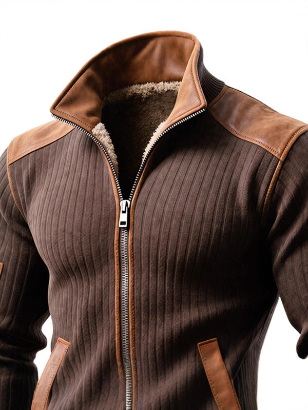 Men's Clothing Velvet Stand Collar Casual Sweatshirt