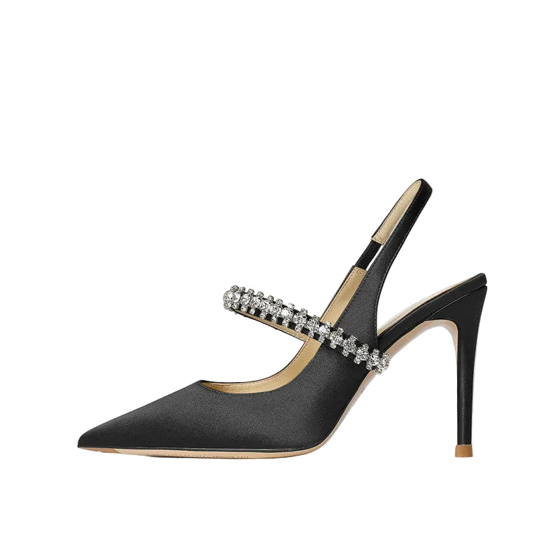 Women’s  Toe Pointed Leather High Heels  | Diamond Sadaf