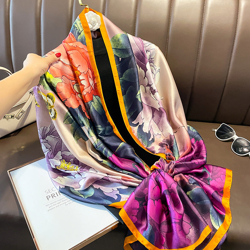 Silk Scarf Bright Butterfly  Long Shawl