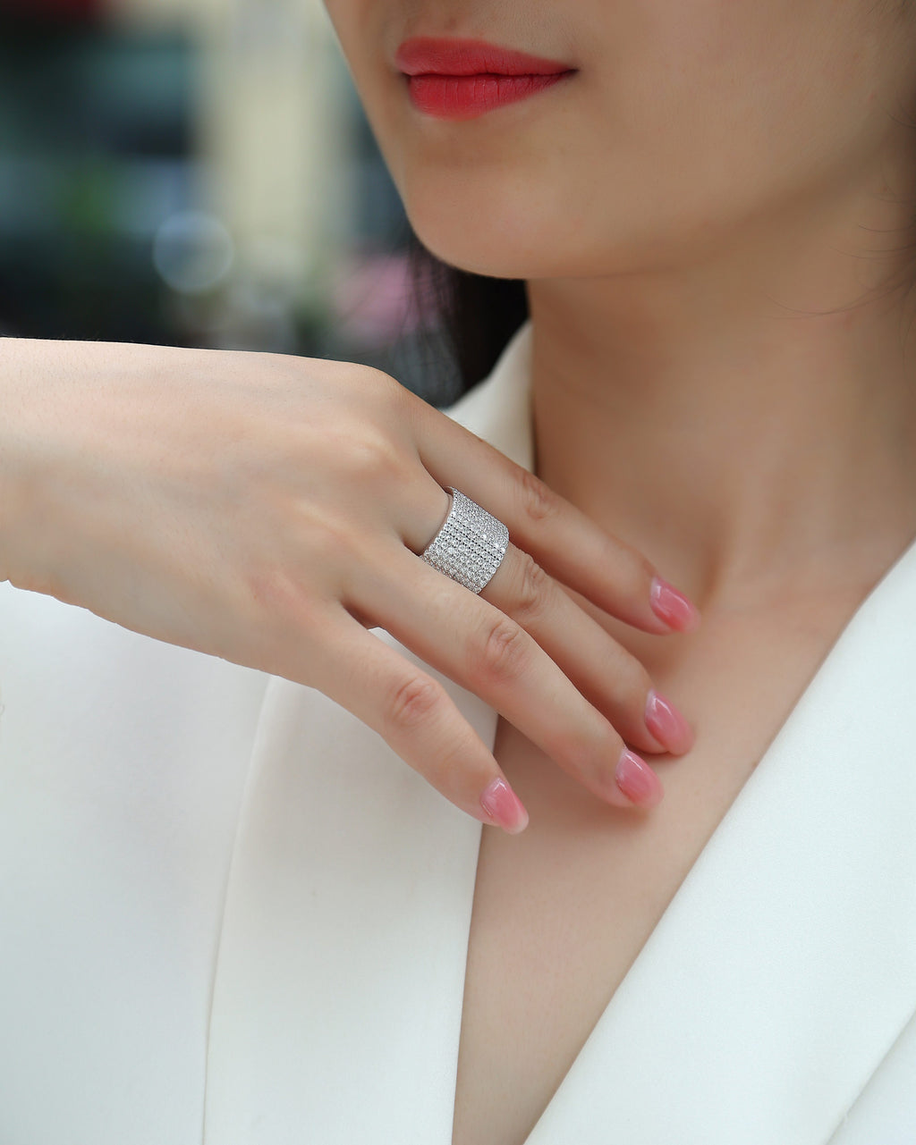 Bright Stars - A Wedding Ring Set With Top-quality Moissanite S925 Silver And Platinum-plated Diamond. The Ring Can Be Inspected With A Diamond Pen