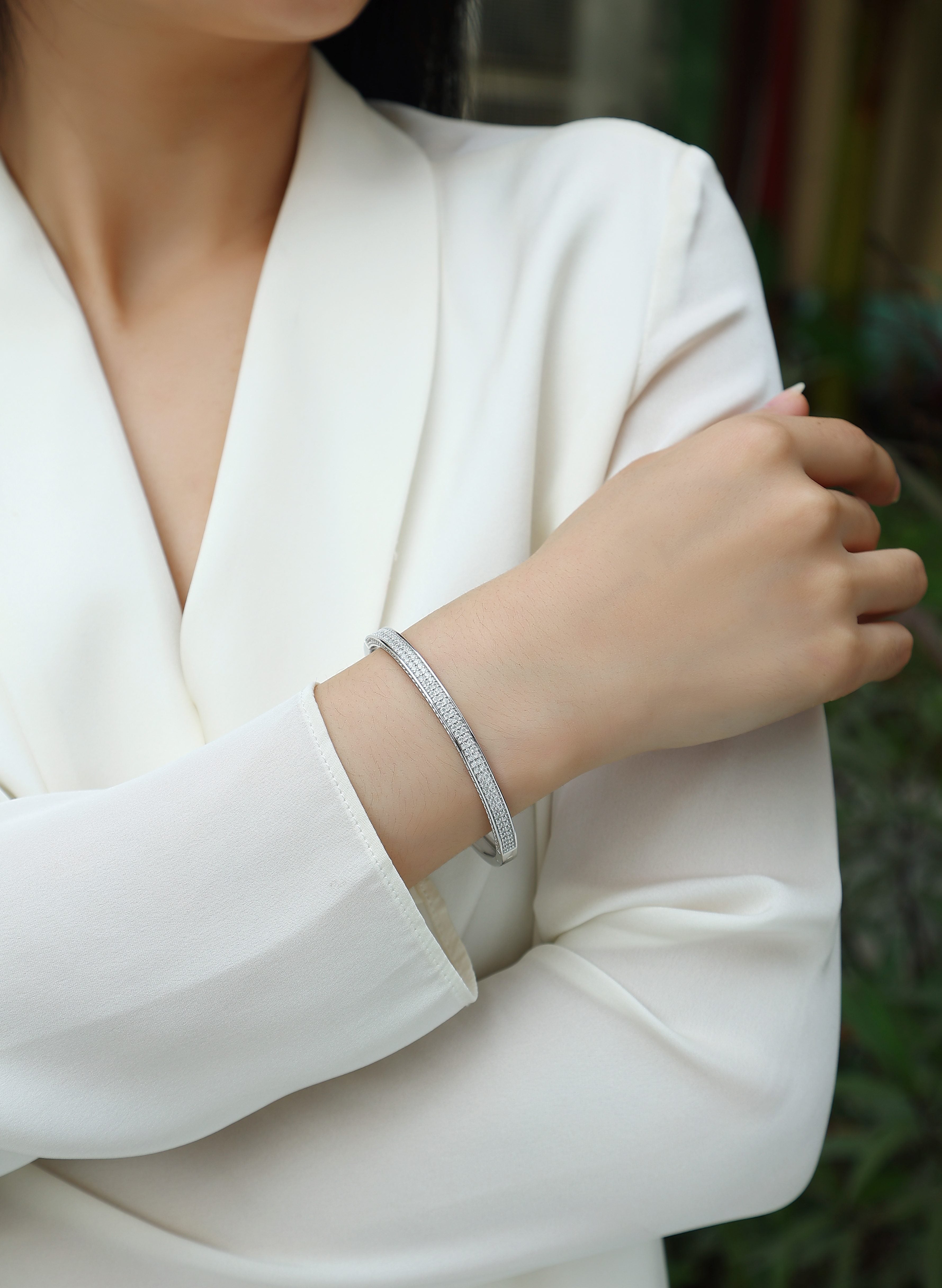 Cosmic Trajectory - Top-quality Moissanite Fashion Light Luxury Jewelry Silver Bracelet S925 Silver-plated Platinum