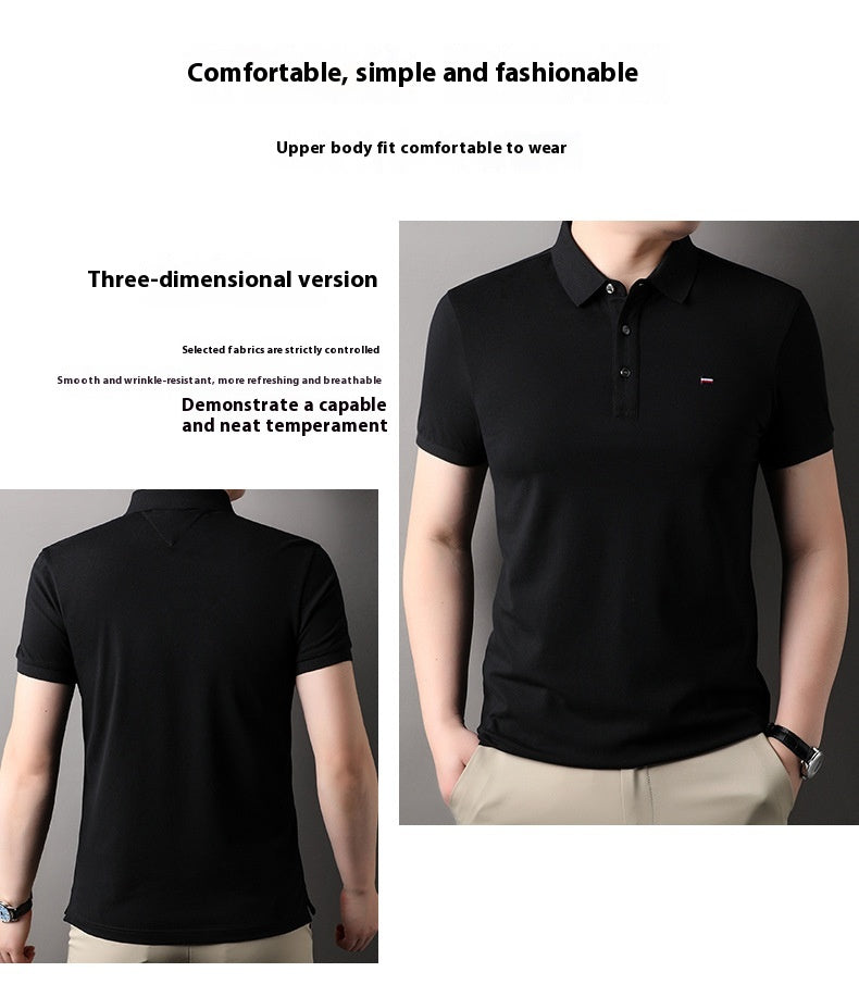 Summer Short-sleeved Embroidered Men's Polo Shirt Imitation Cotton Business Casual Lapels