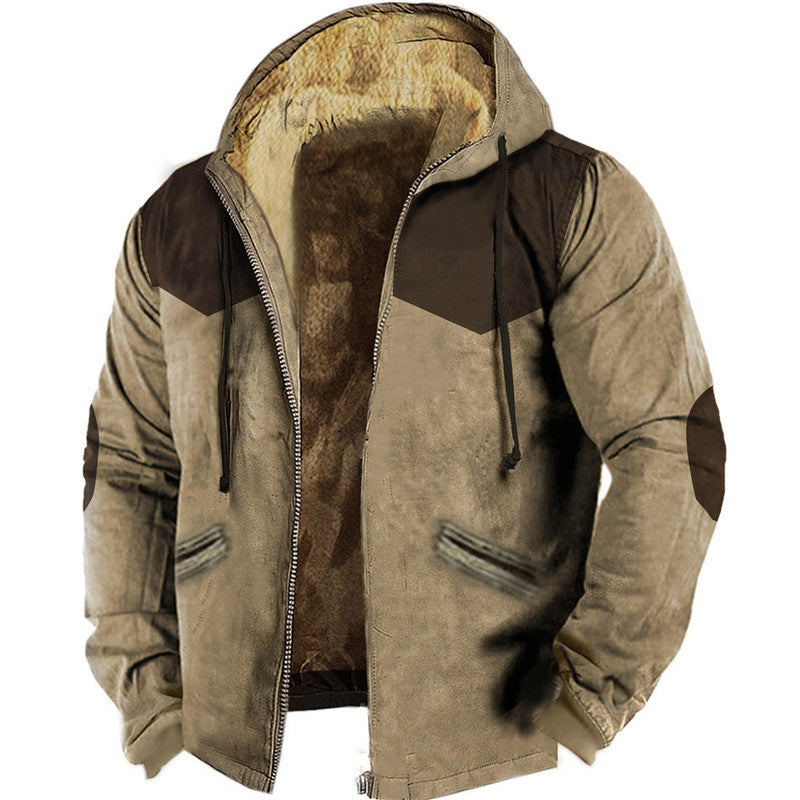 3D Printed Hood Lining Cotton-padded Jacket