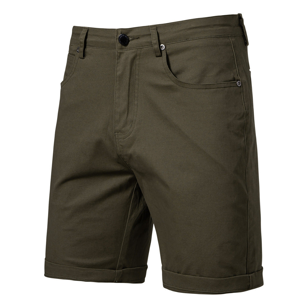 Straight Slim Cropped Pants Plus Size Solid Color Men's Clothing
