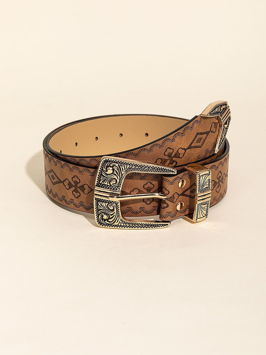 Retro Pattern PU Belt Western Style Belt
