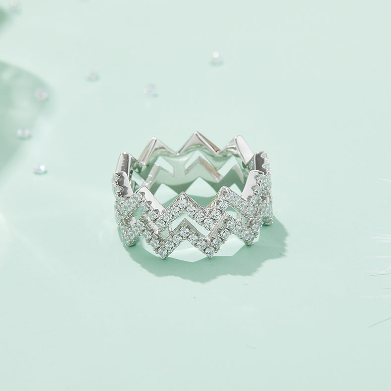 Diamond Shine - Set With Top-quality Moissanite S925, Silver And Platinum-plated Diamond Wedding Ring. The Ring Can Be Inspected With A Diamond Pen