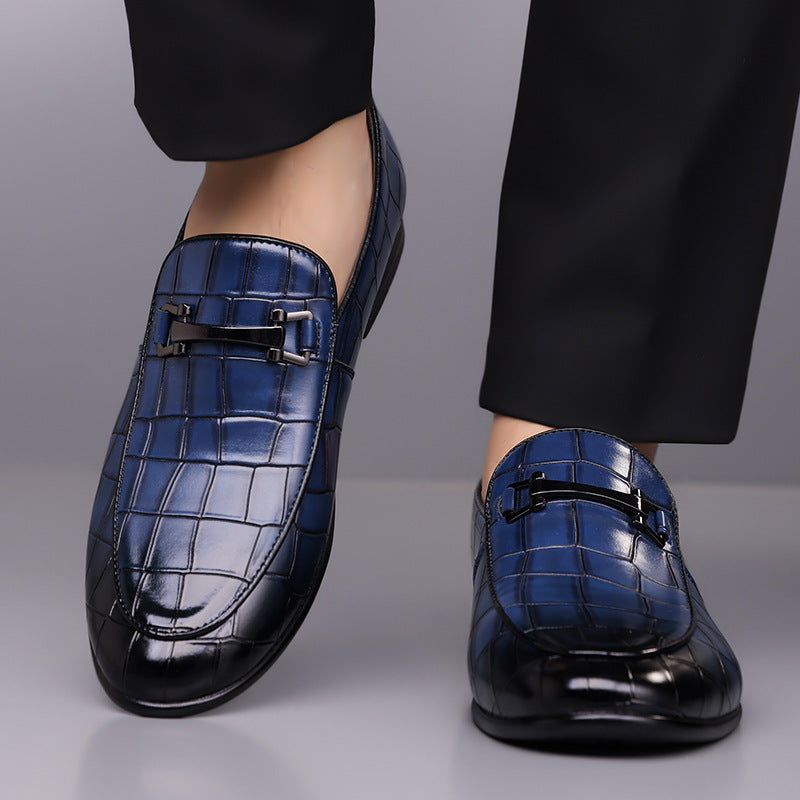 Men's Plaid Rubber Sole Lightweight Leather Shoes