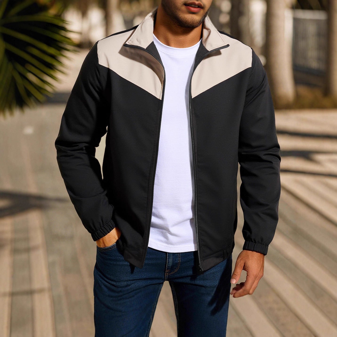 Jacket High Collar  Zipper Jacket