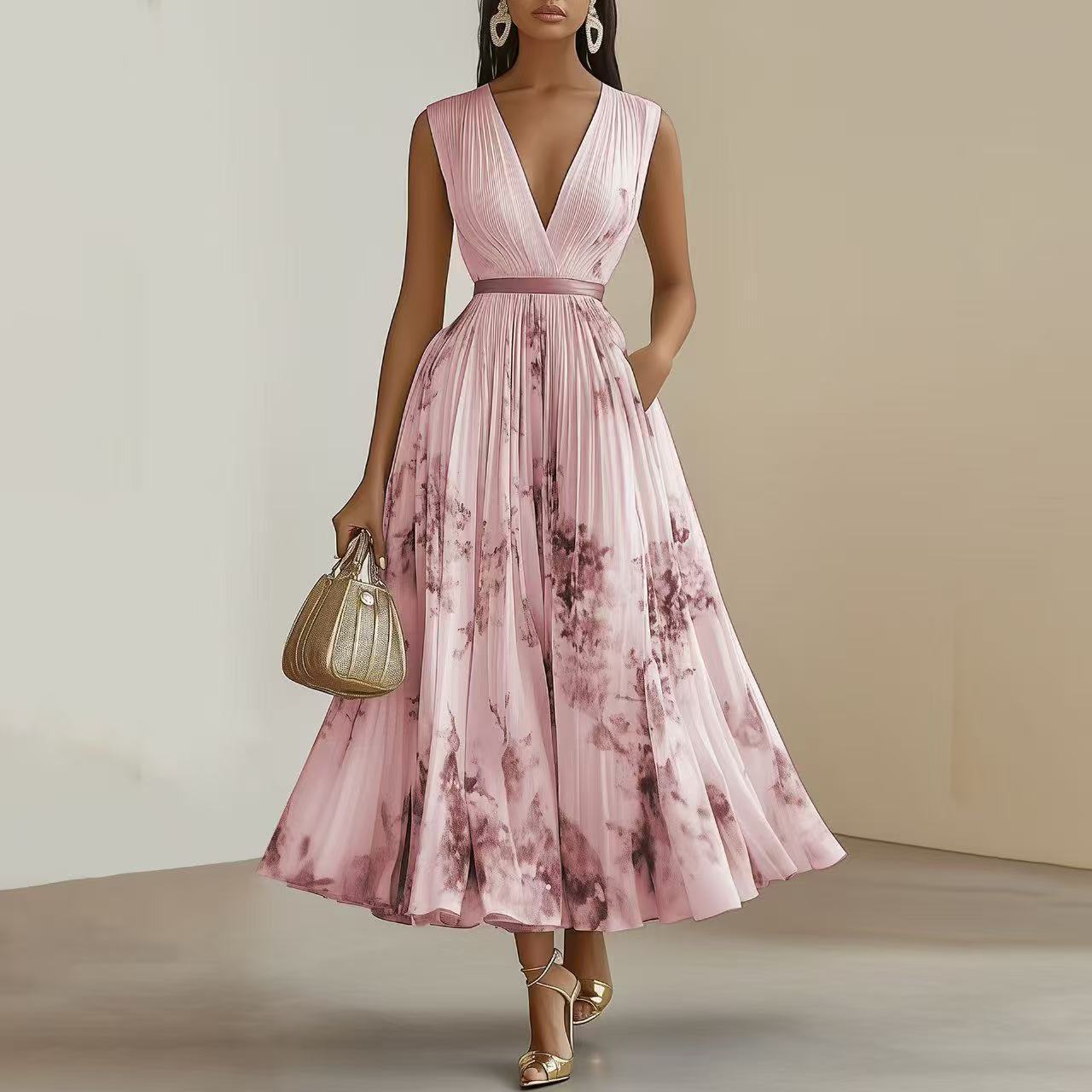 Fashion Printed Sleeveless Dress Women