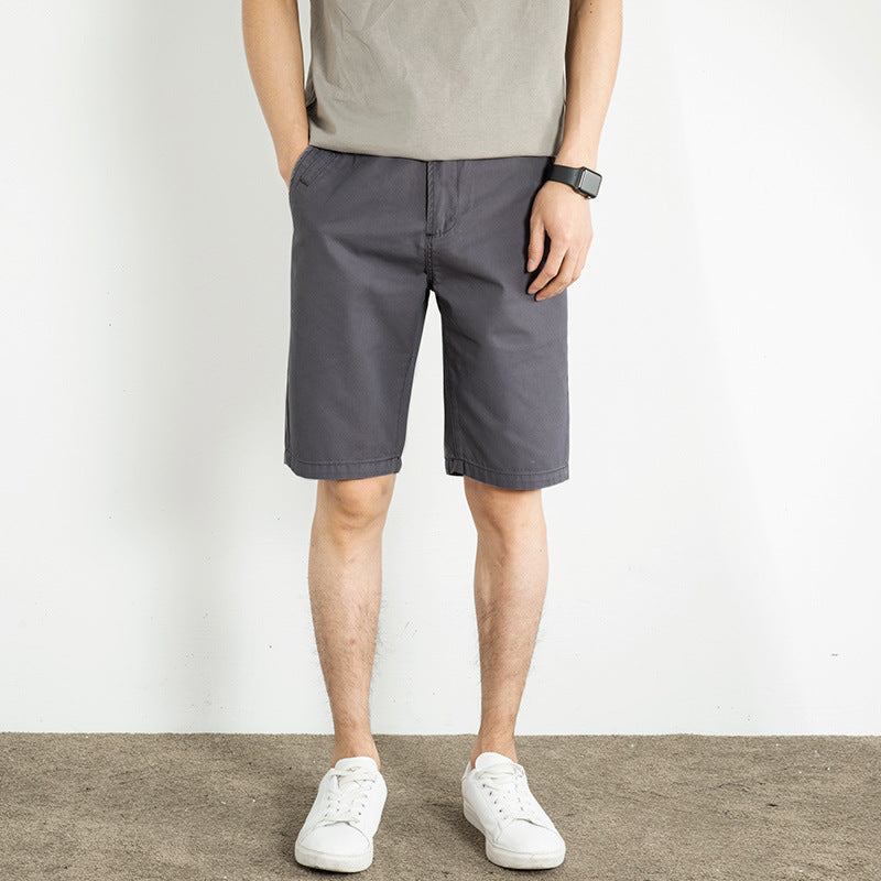 White Shorts Men's Loose-fitting Cotton 5-point Pants