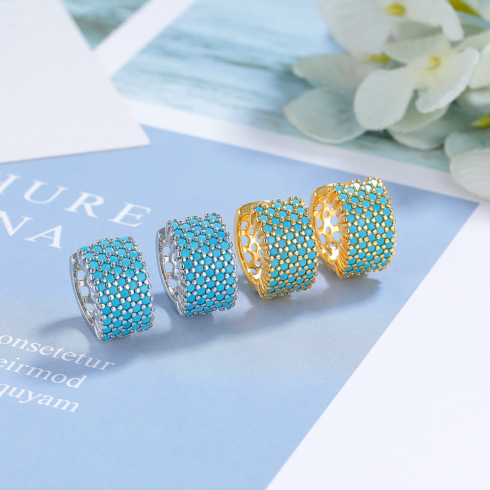 Gold-plated Color Zircon Earrings For Women