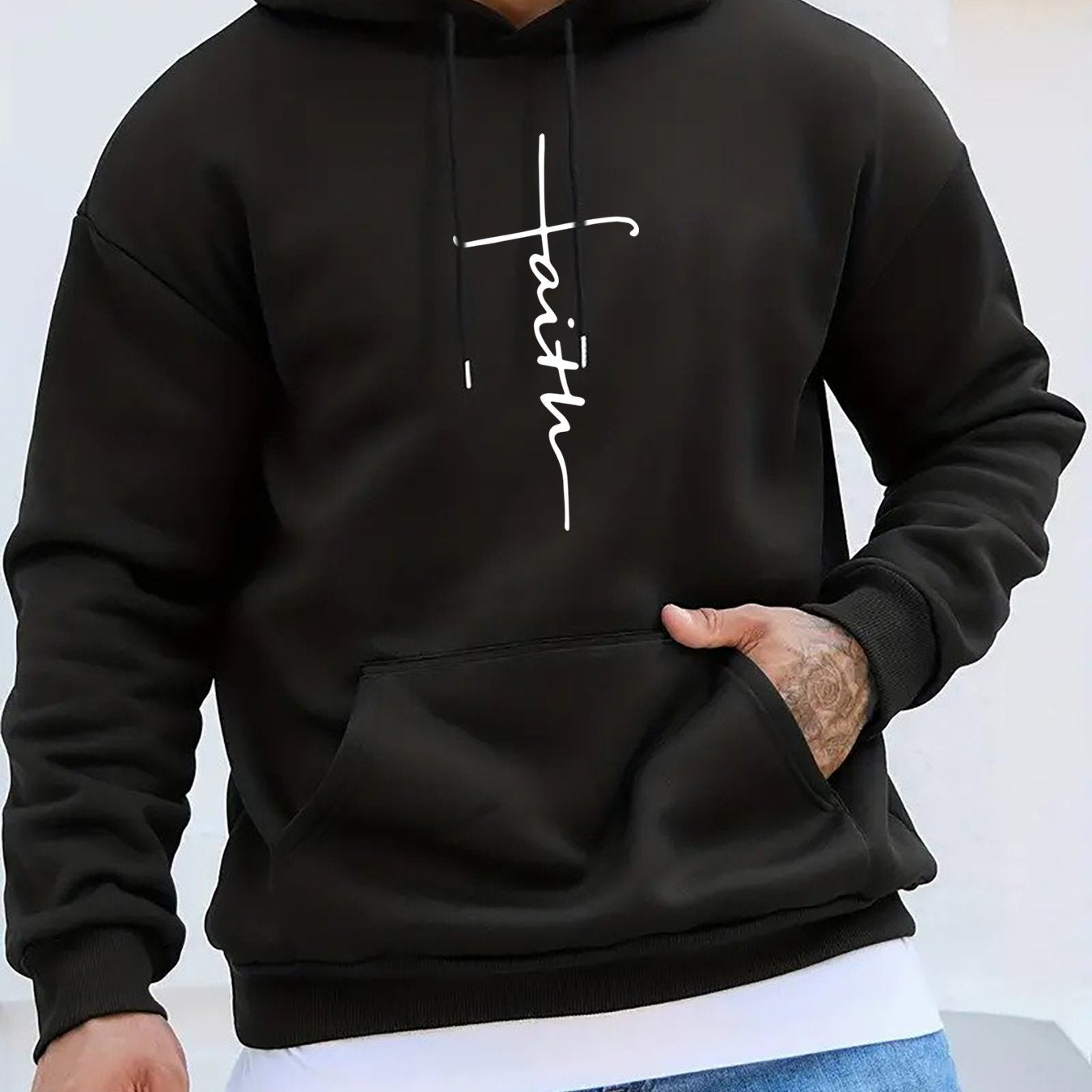 Casual Printed Hoodie With Drawstring