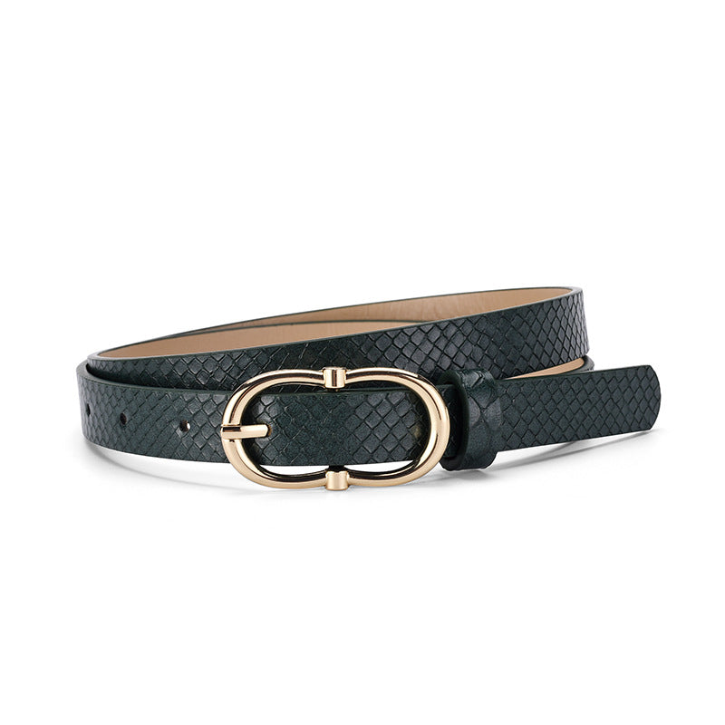 Versatile Snake Print Leather Belt