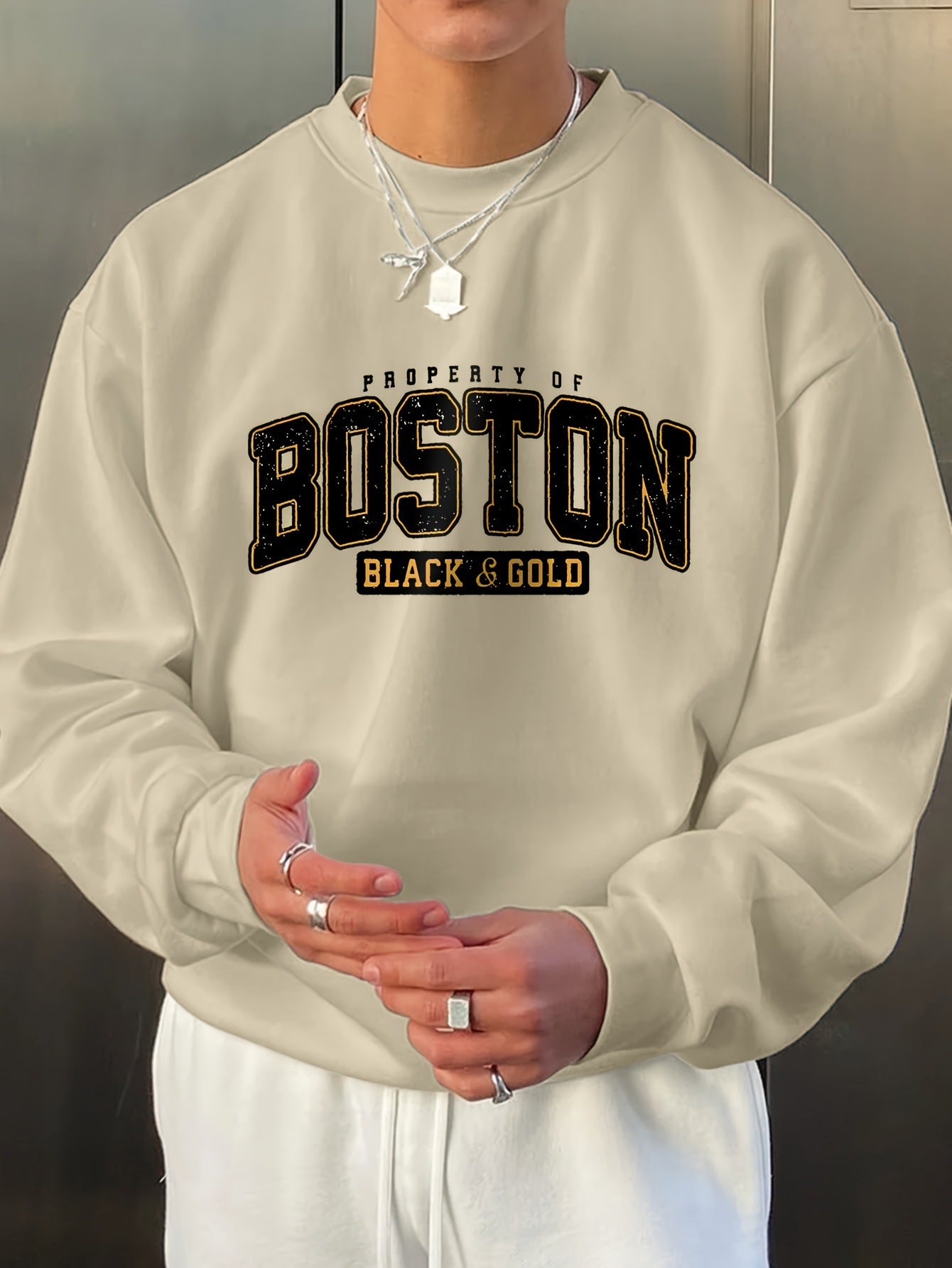 Fashion Men's Casual Long Sleeve Crew Neck Pullover Sweatshirt