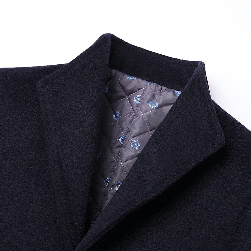 Middle-aged Men's Coat Stand-up Collar Woolen Coat