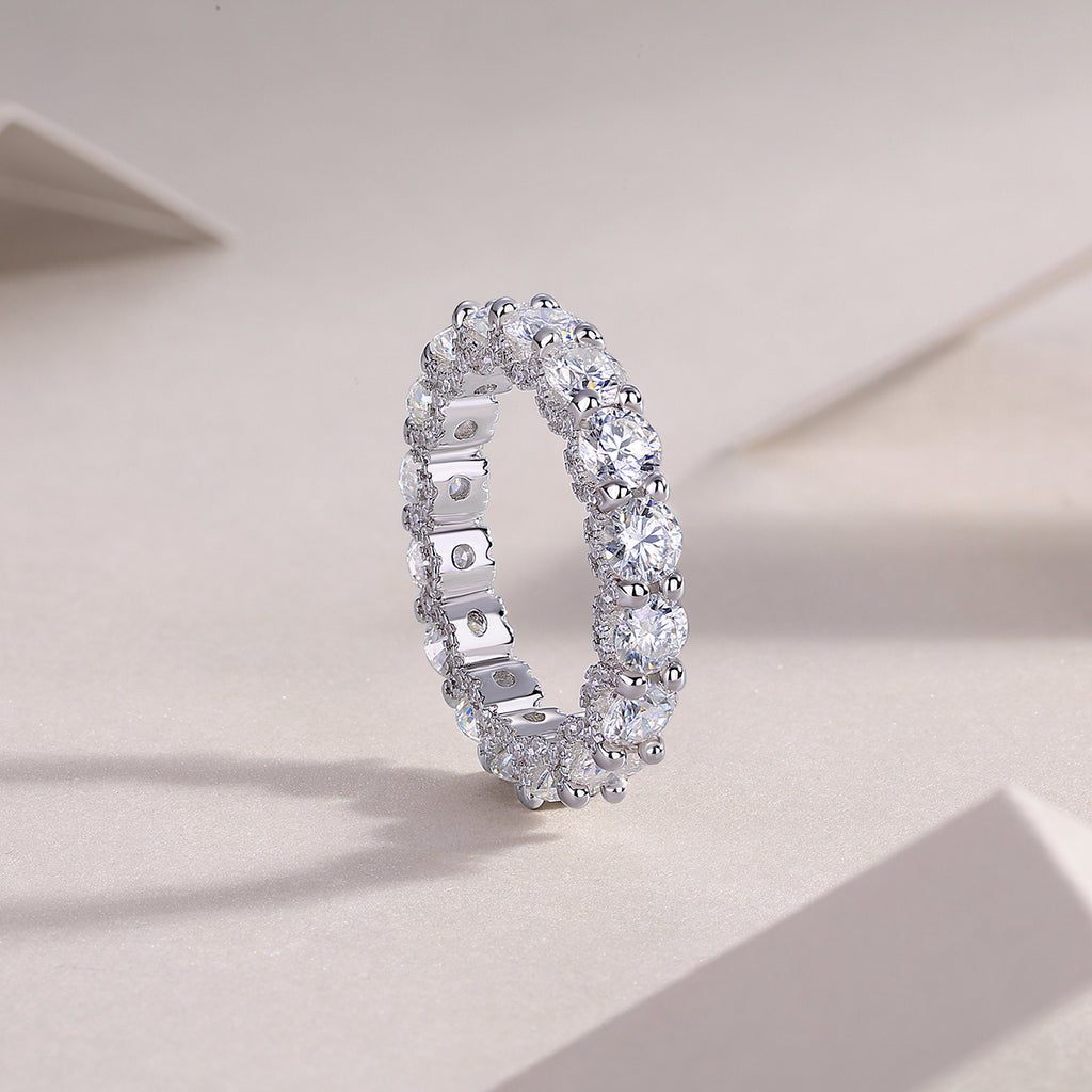 Ferris Wheel - Set With Top-quality Moissanite S925 Silver And Platinum-plated Diamond Wedding Ring. The Ring Can Be Inspected With A Diamond Pen