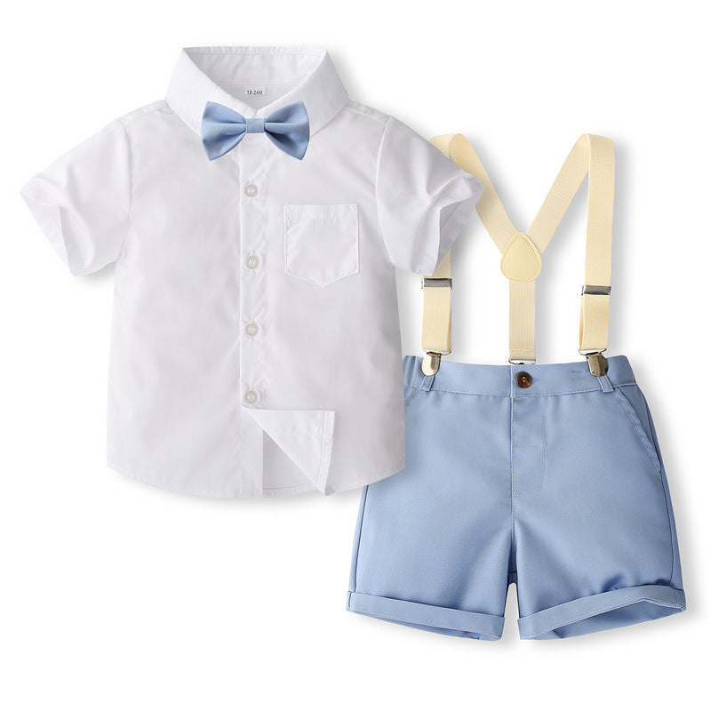 Gentleman Dress British Style Short Sleeve Back Children Suit